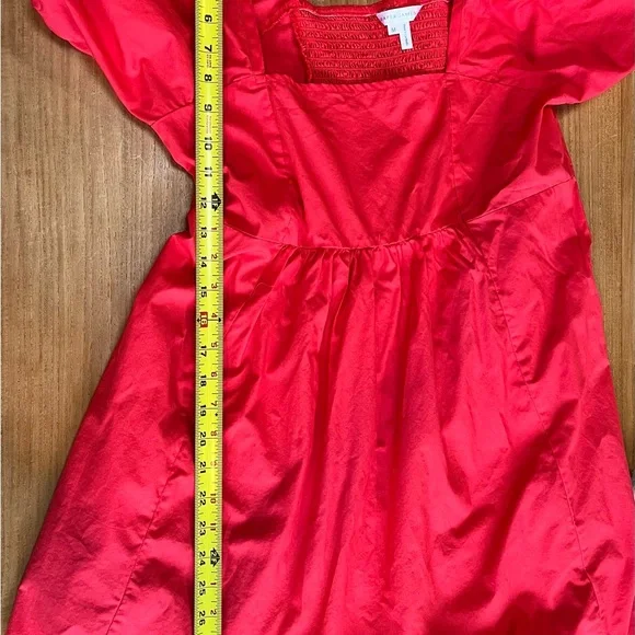 Draper James Salmon/Pink 100% Cotton Puff Sleeve Mini Dress - Size M - Picture 5 of 5